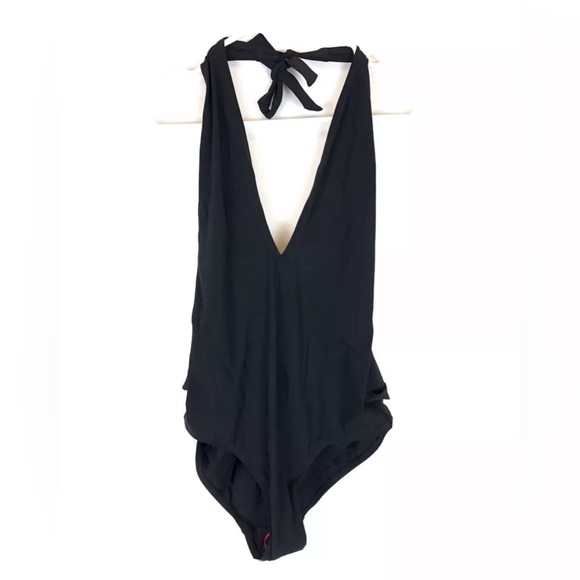Tory Burch Women’s Solid Tie One Piece Swimsuit Size Small Black
